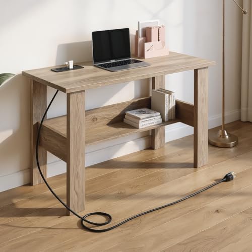 Image of FURLAY Sleek Office Desk and Study Table (Classic Oak - Socket)