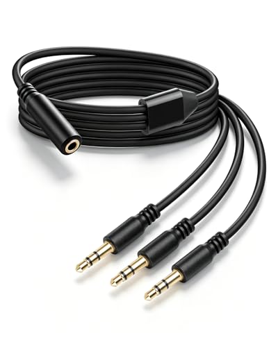 Cable divisor de audio para compartir música con tres auriculares en el viaje