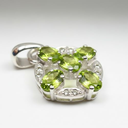 Pendentif péridot de forme ovale et argent massif d'exception - 2