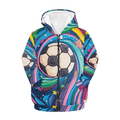 Fun Graphic Print Hoodie for Boys Athletic Loose Fit Zip Up