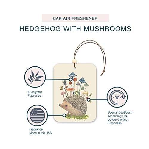 Image of Studio Oh! Hedgehog with Mushrooms Set of 2 Hanging Car Air Freshener, Long-Lasting Fragrance, Odor Eliminator, Scented Car Accessory for Auto Interior, Decorative Air Freshener, 4 x 7.5 in