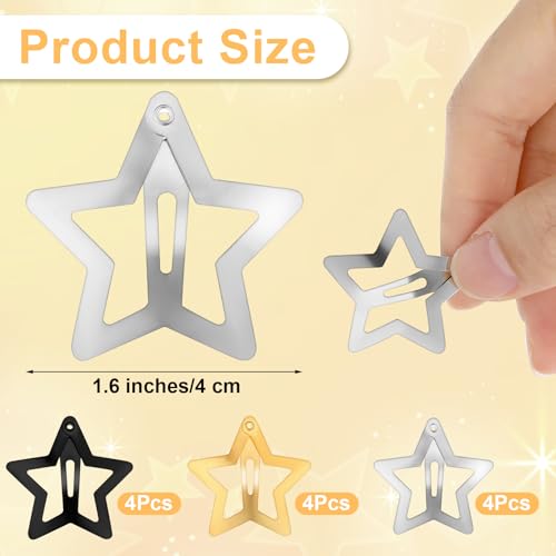 Wanmu Grampos de cabelo Star, presilhas de pressão de estrela fofas de 4 cm, acessórios de cabeça Ra