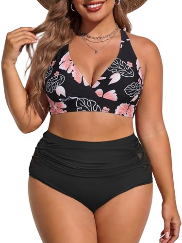 Image of American Trends Womens Plus Size Bikini Set - Tummy Control, High Waisted 2 Piece Swimsuits Bathing Suits