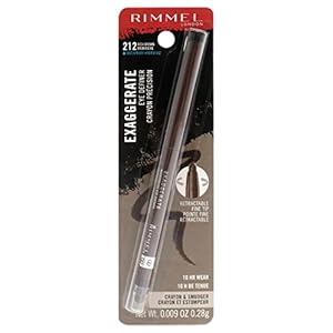 Rimmel London Exaggerate Waterproof Eye Definer Eyeliner, Highly Pigmented, Long-Wearing, Built-In Smudger, 212, Rich Brown, 0.01oz