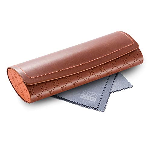 Preisvergleich Produktbild FEFI - Elegantes Hardcase Brillenetui in Leder-Optik - inklusive Brillenputztuch / Microfasertuch (Braun)