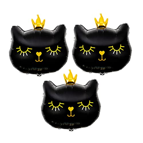 JOINPAYA 3個猫の王冠アルミ風船 可愛い猫の誕生日パーティー装飾 おしゃれ