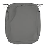 Classic Accessories Montlake Water-Resistant 21 x 25 x 5 Inch Rectangle Outdoor Seat Cushion Slip Cover, Patio Furniture Chair Cushion Cover, Light Charcoal Grey, Patio Furniture Cushion Covers