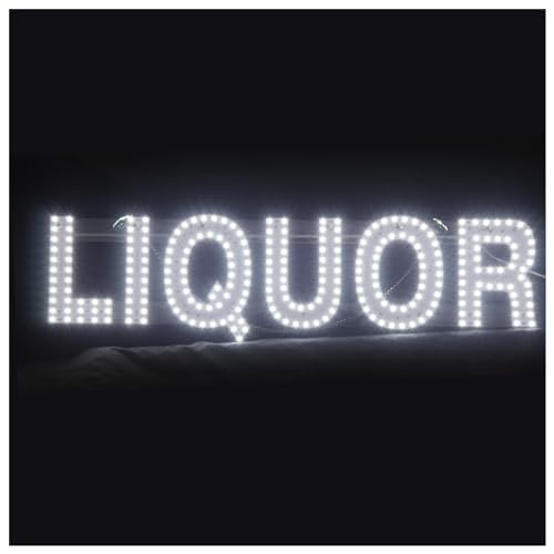 30"x10" Large LED LIQUOR Signs for Smoke Shops, Super Bright Unique Design LIQUOR Sign with Hanging Installation, High Visibility LIQUOR Sign for Stores Retail Shops Window (White)