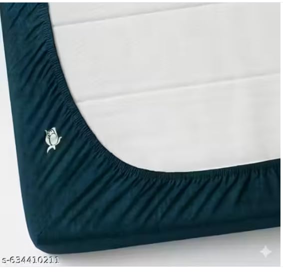 Image of Warm Flannel (Flano) King Size Winter Fitted Bedsheet | All Side Elastic Premium Winter Soft Velvet Furnishing Bed Sheet with 2 Big Pillow Cover Size - 72 x 78 X 8 Inches Dark Green