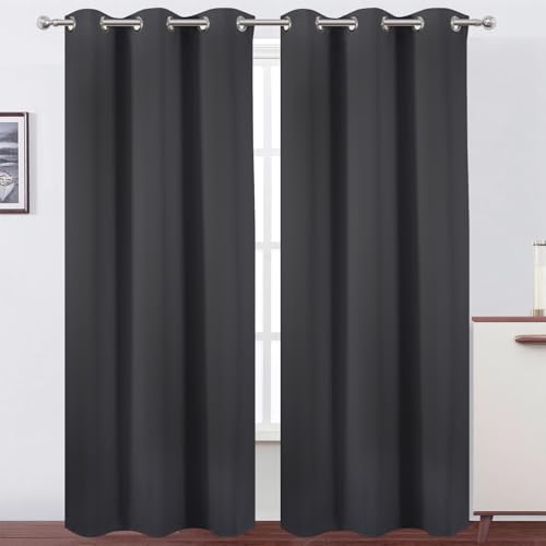 Image of LEMOMO Dark Grey Thermal Blackout Curtains /38 x 84 Inch /Set of 2 Panels Room Darkening Curtains for Bedroom