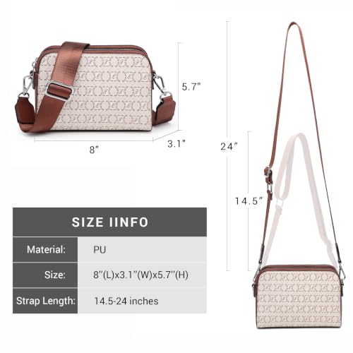 Image of Crossbody Bags for Women Small Shoulder Purses with Adjustable Wide Strap, Triple Zip Design