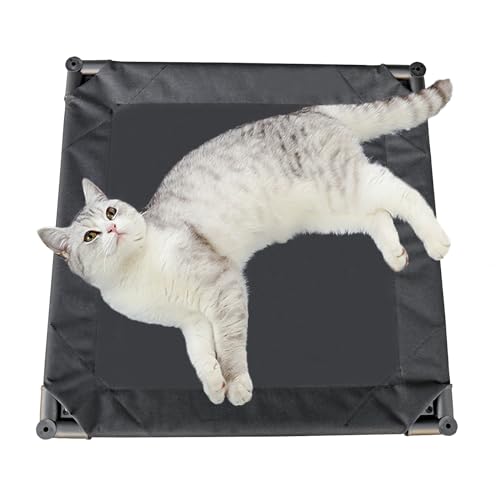 Love&go Elevated Dog Bed with Metal Frame, Cooling Raised Pet Cot for Dog and Cat (Small-18.5x18.5x5.5 inch, S - Black Bed)