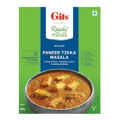 Image of Gits Ready to Eat Paneer Tikka Masala, Pure Veg, Heat and Eat Spicy Curry, Microwaveable, 285g