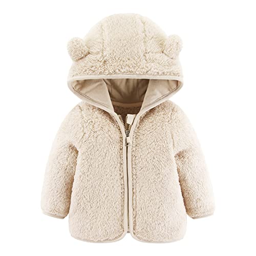 Newborn Infant Baby Boy Girl Cartoon Fleece Hooded Jacket Coat with Ears Warm Todder Outwear Coat Zipper Up2