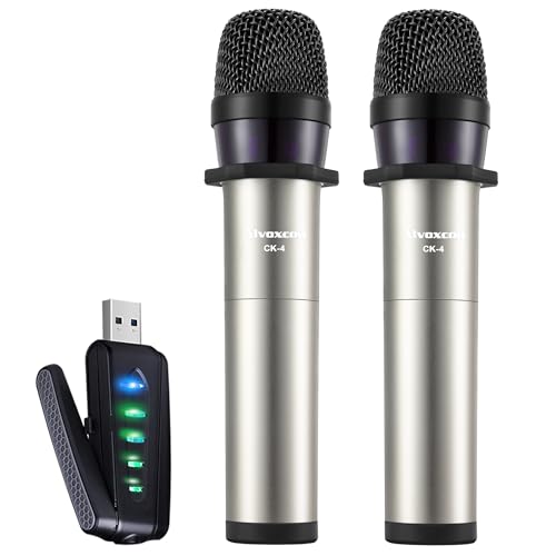 Alvoxcon Micrófono Inalámbrico USB para iPhone y PC - Doble Mic Recargable UHF de Mano, Compatible con Android, MacBook, Laptop, Altavoces PA - Ideal para Conferencias, Streaming, Podcast y Grabación