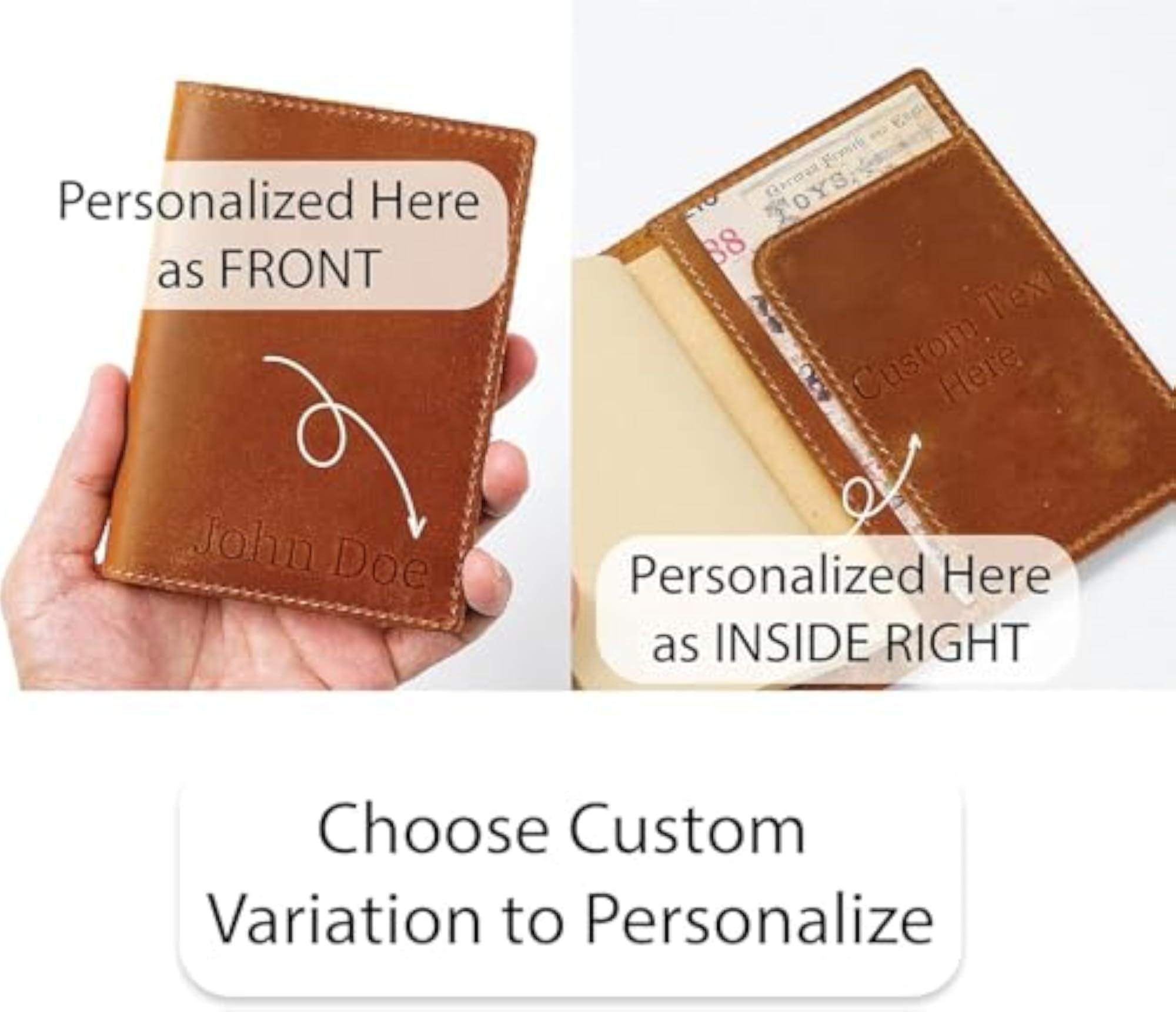 Genuine Leather Passport Holder with Card and Ticket Slot