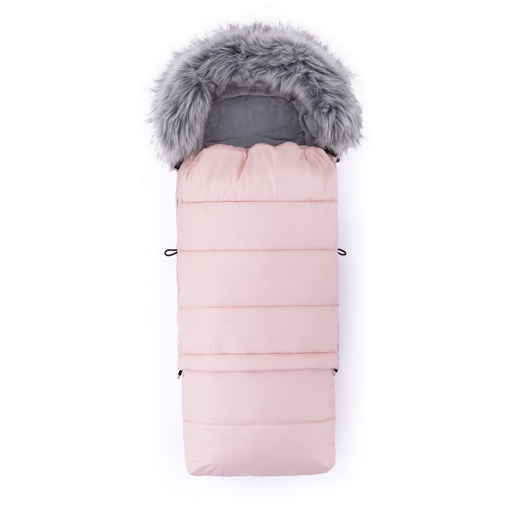 FEEDO Chancelière d'hiver 3 en 1 pour poussette, buggy et siège auto - Chaude - Imperméable - Coupe-vent - Rose