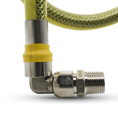 DOJA Barcelona | Flexibler Gasanschluss mit Ventil | 1er Pack | 1500mm | Edelstahl | Für flexible Gasregler, Gasschlauch, Butan Gas Schlauch