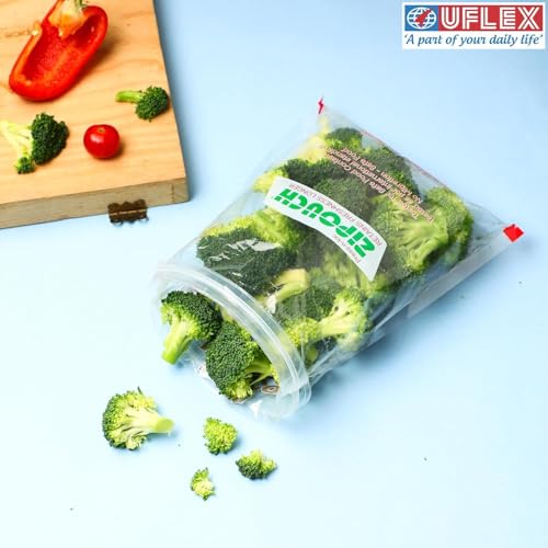 Image of Zip Lock Bag with Zipper |Pack of 2 (10 Each Bags) | Ziplock Bags for Fridge & Travel Packing | Zipper Pouch & Zip Lock Covers for Food, Vegetables & Snacks| Size: Small (21x18 cm)