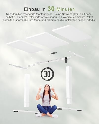 JUMMICO Höhenverstellbarer Schreibtisch 120 x 60 cm, USB-A-Anschluss – Ansicht 9