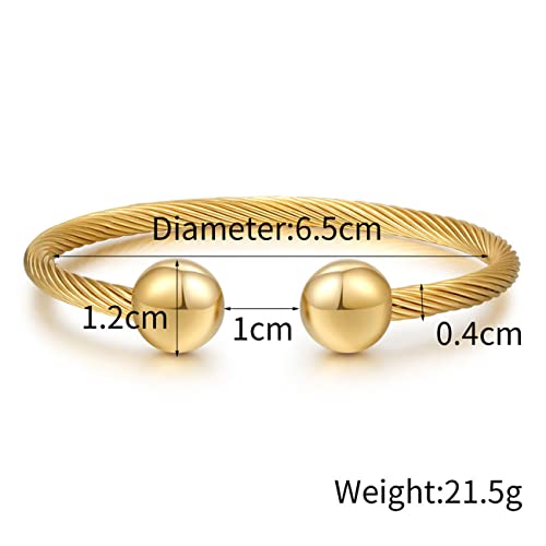 Bracelet Men's Bracelet Stainless Steel Bracelet Novelty Bracelet Simple Garlic Open Titanium Steel Bracelet Gold Ball (Jewelry Box Packaging)4