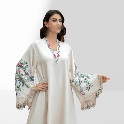 Robe arabe musulmane de qualité supérieure aux pompons brodés