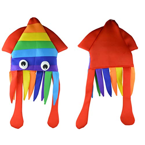 TOYANDONA Rainbow Squid Hat Chapéus de festa engraçados e loucos Chapéu de animais do mar Cocar de p