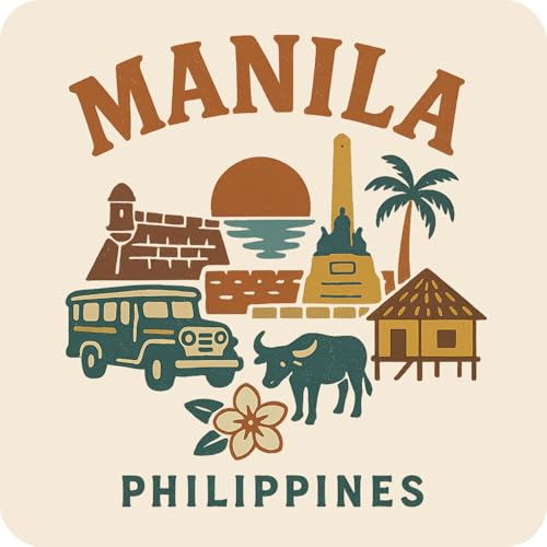 Imán decorativo de vinilo Manila Philippines 3 pulgadas miniatura 1