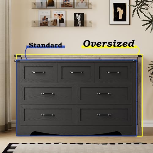 Image of BORNOON 7-Drawer Dresser for Bedroom, Modern Wooden Chest of Drawers with Metal Handles, Anti-Tipping Design, Sturdy and Stable Storage Organizer for Living Room, Entryway, Home Office
