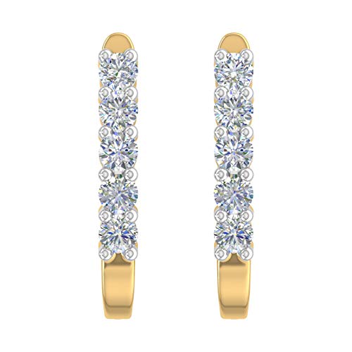 1/2 Carat Natural Diamond Hoop Earrings In 10K Yellow Gold #TOP1