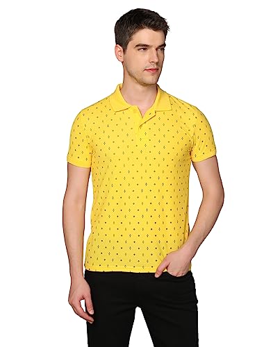 Image of INKKR Men's Printed Polo Neck Half Sleeve Multicolor T-Shirt