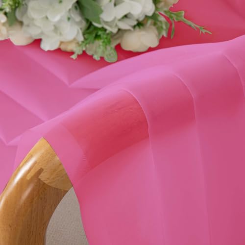 Image of OVZME Sheer Curtains 63 inch Length 2 Panels Set for Bedroom Living Room, Elegant Light Filtering Sheer Curtains, Soft Airy Dual Rod Pocket Window Drapes, Each 42W x 63L Inches, Hot Pink