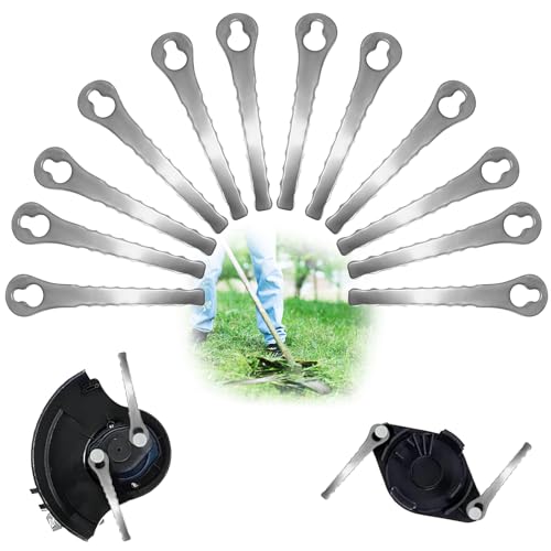 12 Pcs Cuchillas Cortabordes, Cuchilla de Metal para Cortabordes, Cuchilla de Repuesto para Cortacésped, Cuchillas Cortador de Césped