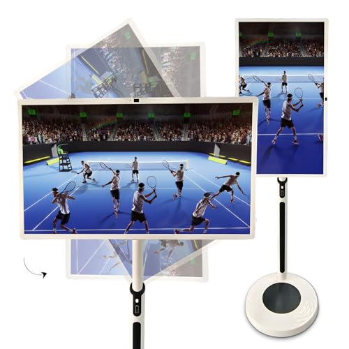 Rolling Portable TV 32' 2K - Android OS, HD Camera, Bluetooth, Touchscreen, 8GB RAM + 128GB Storage, Built-in Battery for Home, Office, Gym - 5-6 Hours Playtime, Wireless Casting