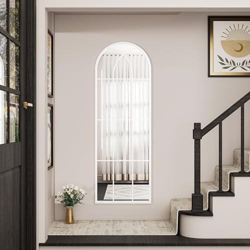 Image of OGCAU Arched Full Length Mirror, 65 inchx22 inch Floor Full Body Mirror, White