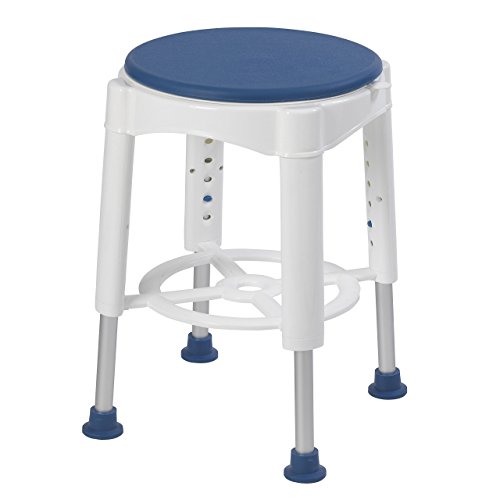 Drive Medical Bath Stool With Padded Rotating Seat, White with Blue Seat