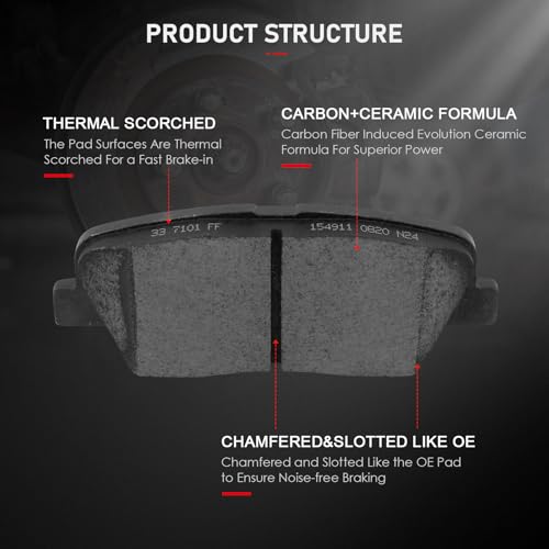 Image of cciyu D1284 Rear Ceramic Disc Brake Pads Set w /Hardware Fit For Kia For Sedona 2006-2012 2014,For Kia For Sorento 2011-2014