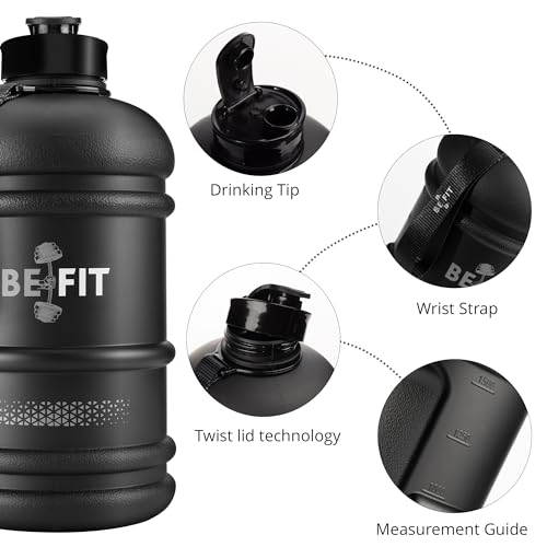 BE FIT Gym Water Bottle, 2.2 Litre safe BPA Free Leakproof Lightweight large storage Sports water Bottles - Image 3
