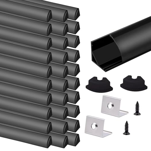 Image of VST 30pack 3.3 ft LED Channel, V Shape Led Diffuser Channel, LED Aluminum Channel System with Black Cover, End Caps and Mounting Clips, Aluminum Profile for LED Strip Light Very Easy Installation