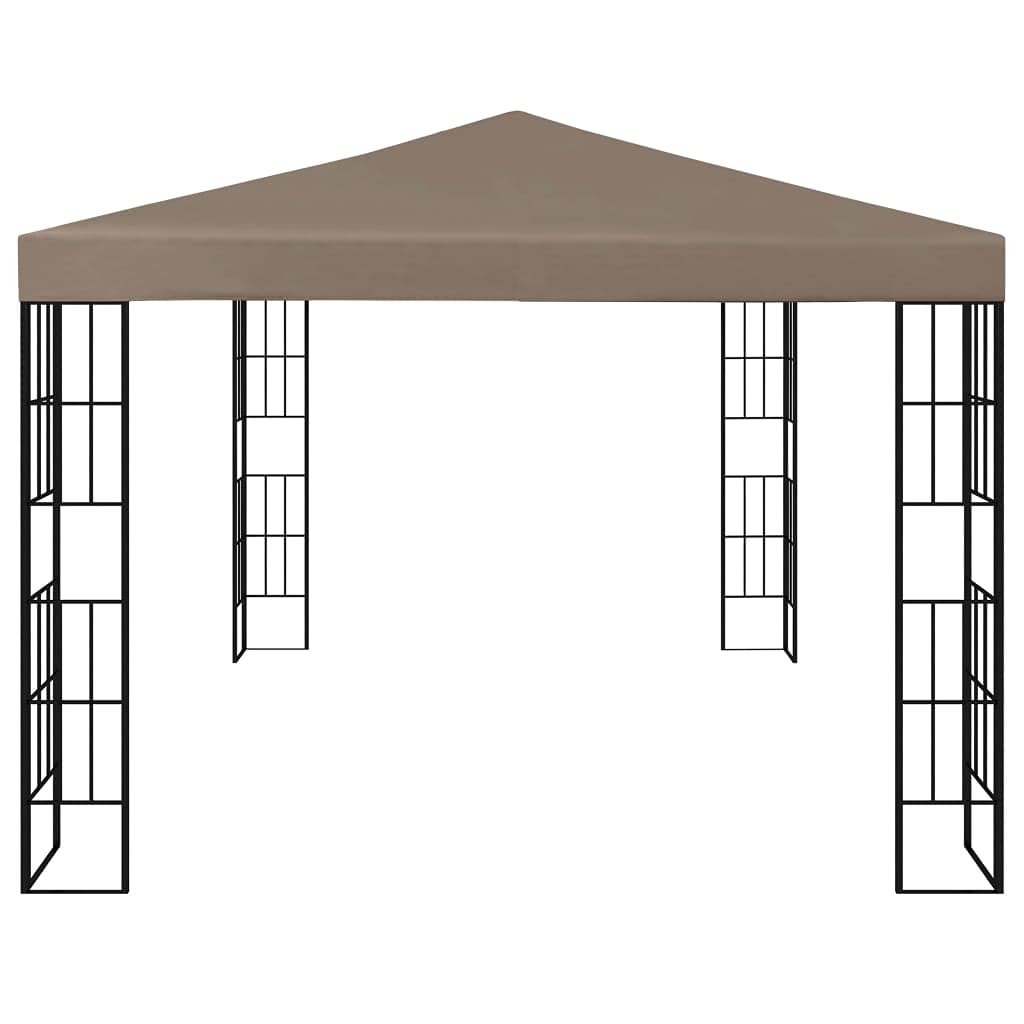 Pawilon 4 x 3 m, kolor taupe, namiot ogrodowy, ze stali poliestrowej, dach z zapięciem na rzepy, ochrona przed wiatrem i warunkami atmosferycznymi, na taras, do ogrodu, grilla, pikników