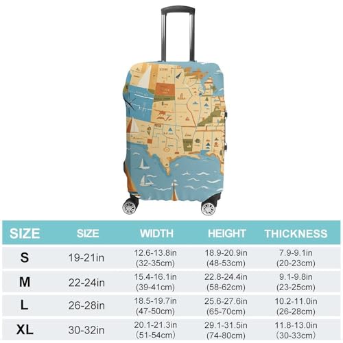 Nautical Sailboat Map Luggage Cover Elastic Suitcase Protector Case Anti-Scratch Washable Baggage Covers Protector For Traveling, Aircraft Consignment XL2