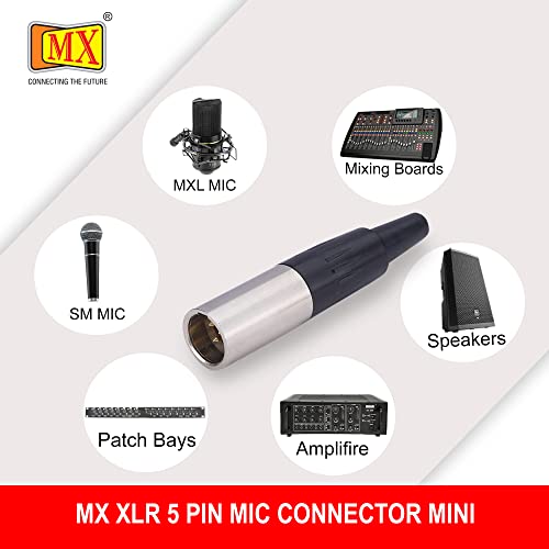 Image of MX 3 Pin XLR Microphone Connector pin Pure Copper Nickel Plated Pins1 for High Conductivity microphone (5 pin male Mini XLR connector, Pack of 1, Male Connector)