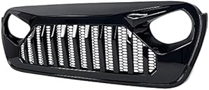 American Modified Heavy Duty Aggressive Front Gladiator Vader Grille compatible with Jeep 2018+ Wrangler JL and 2020+ Gladiator JT Models, Glossy Black