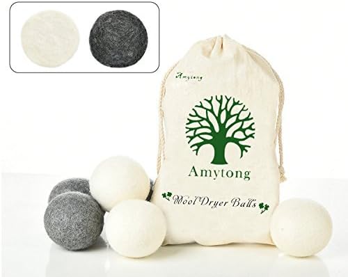 Wool dryer balls,6 pack XL fabric softener, Wool dryer balls simple natural products is an Alternative to Plastic Laundry Balls,Reduce wrinkles, Anti static,3 white and 3 grey