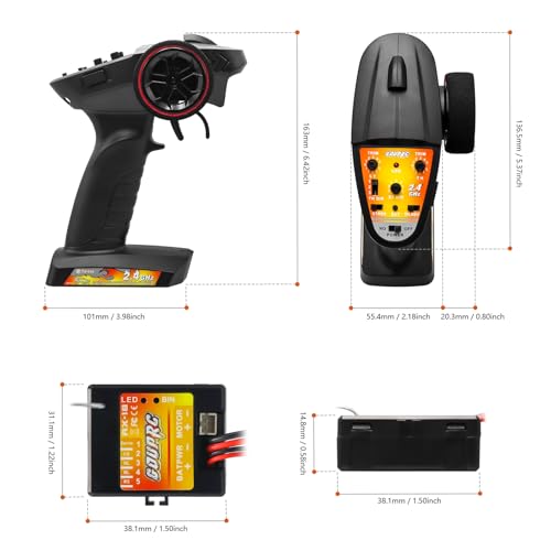GOUPRC 2 in 1 ESC & Receiver with 3CH 2.4GHz RC Transmitter ESC Remote Controller Receiver Combo for Axial SCX24 RC Car by GOUP RC - Image 7