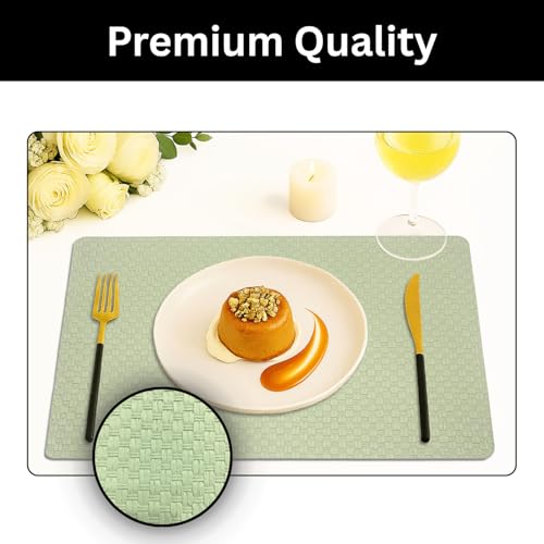 Image of Amazon Brand - Umi PVC Vinyl Foam Design Placemat STPG127 | Heat Resistant, Wipe Clean, Anti-Skid Table Mats for Dining Table, Kitchen & Home Decor (30x45 CM Green Set of 2)