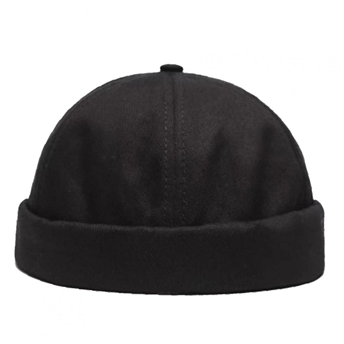 Tossper Unisex Black Adjustable Hats Rapper Docker Cap Rolled Cuff Retro Brimless Soft Beanie Sailor Hat
