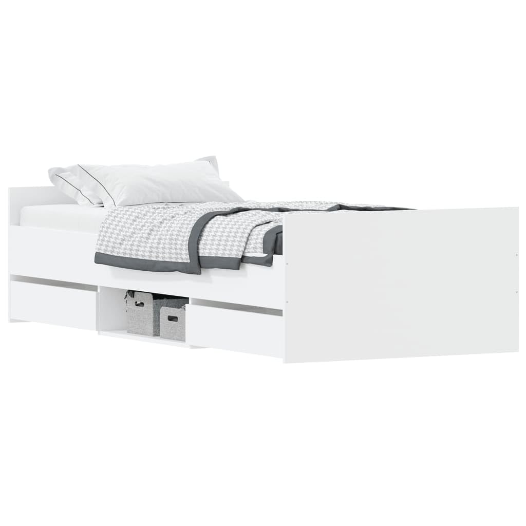 Telaio letto con testiera e pediera bianco 100 x 200 cm Struttura del letto dell'hotel Telaio per camera da letto Cornice da letto per soggiorno Adatto per camera da letto