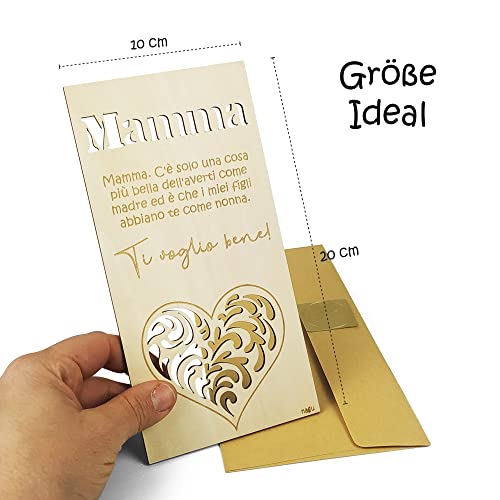 Nagu® IT- Regalo Nonna | Biglietto di Legno con