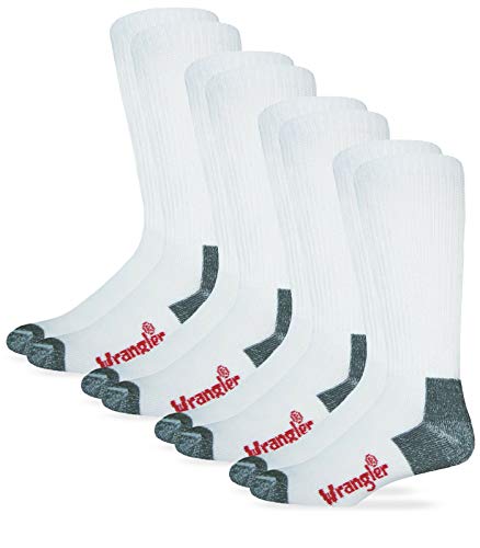 Wrangler Men's Riggs Non-Binding Boot Work Cotton Cushion Smooth Toe Socks (4 Pairs)